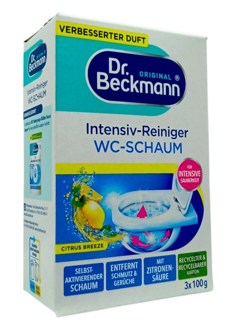 Dr Beckmann Aktywny Węgiel do WC Aktywna Piana do Czyszczenia 3x100g Lemon