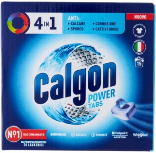 CALGON Power Tabs 4w1 15szt TABLETKI Odkamieniacz do Pralki