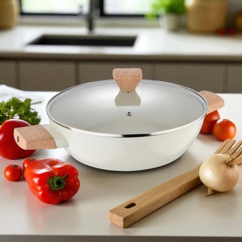 GARNEK MARMURKOWY PŁASKI 28cm Z POKRYWĄ BERGNER BG-34747 NATURALLY
