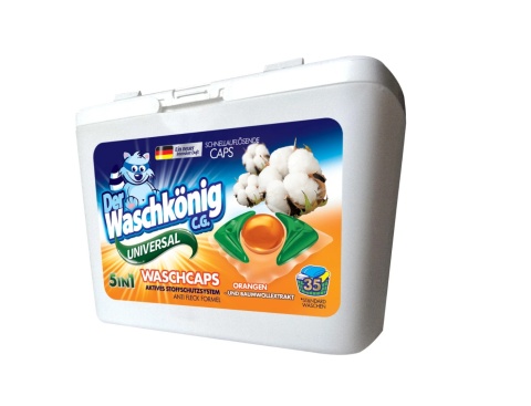 DER WASCHKÖNIG KAPSUŁKI DO PRANIA 35 SZT POMARAŃCZA UNIVERSALNE 5IN1 BOX