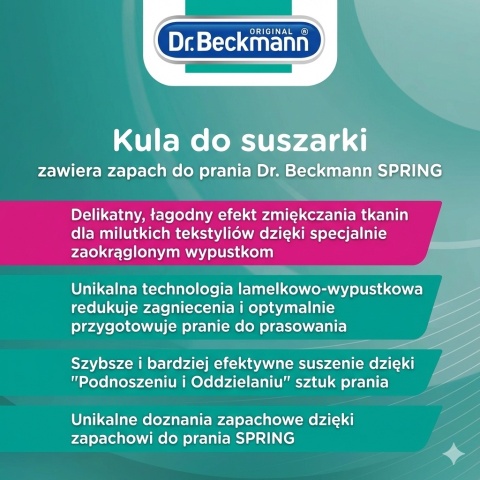 Dr. Beckmann zestaw do suszarek: kula i 3 perfumy spring rose fresh