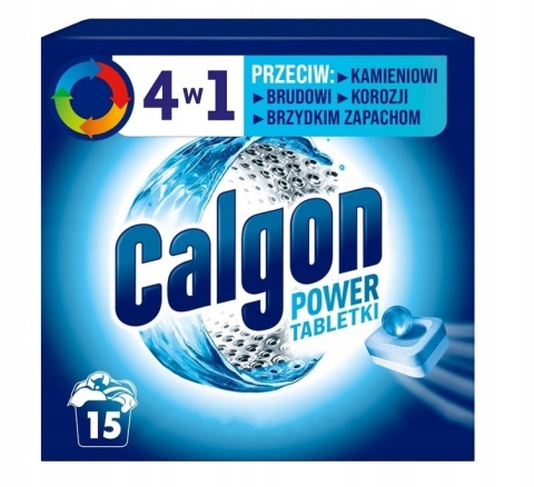 CALGON Power Tabs 4w1 15szt TABLETKI Odkamieniacz do Pralki