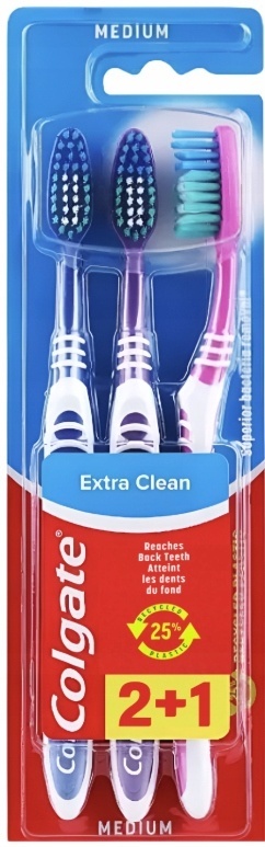 Colgate Extra Clean Medium 3-pack Szczoteczka Do Mycia Zębów Średnia