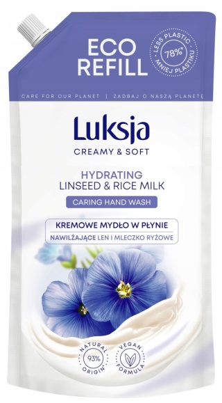 Luksja Creamy&soft Kremowe Mydło Nawilżające Len I Mleczko Ryżowe 900ml