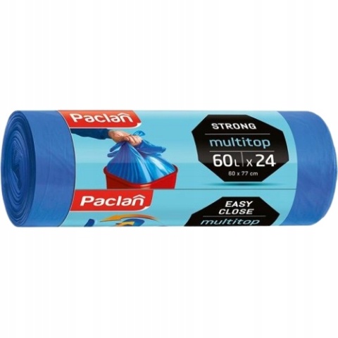 Worki Na Śmieci Paclan Multi Top 60l Niebieskie Mocne Wytrzymałe