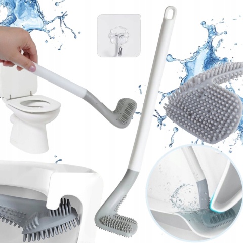 SILIKONOWA SZCZOTKA TOALETOWA DO TOALETY MUSZLI CERAMIKI WC HAK ŁAZIENKOWA
