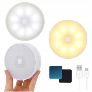 LAMPKA LED OKRĄGŁA DOTYKOWA 3 BARWY ŚCIEMNIALNA DO SZAFKI GARDEROBY MAGNES