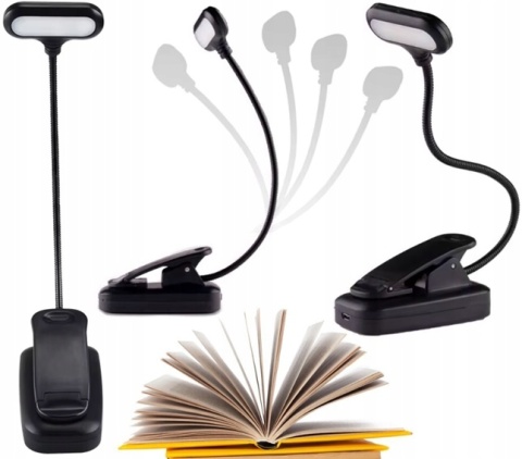 Lampka do Czytania LED z Klipsem Bezprzewodowa Lampka Akumulatorowa USB