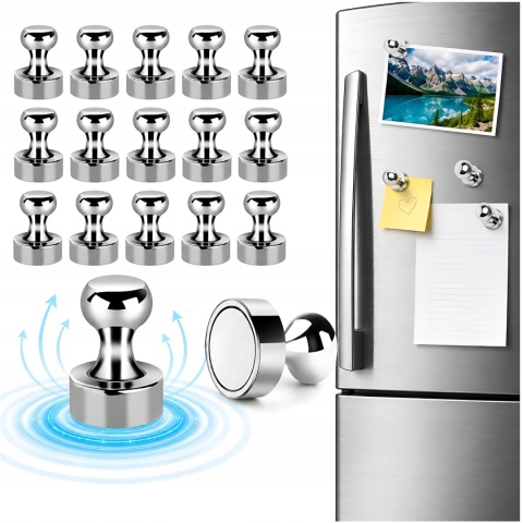 Magnesy neodymowe na lodówkę tablice magnes mocne zestaw 16szt. metalowe