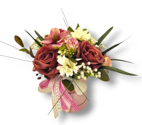 FLOWERBOX SZTUCZNE KWIATY W PUDEŁKU NA DZIEŃ MATKI URODZINY IMIENINY